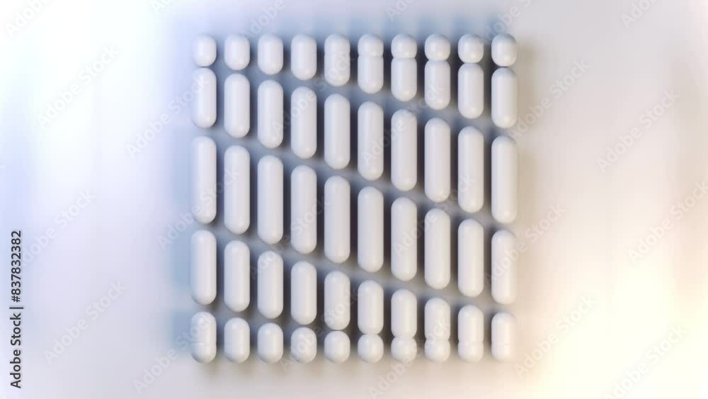 Digital loop animation of a group of moving white capsules 3d rendering 4K Digital loop animation of a group of moving white capsules 3d rendering 4K