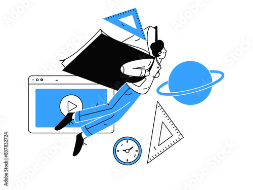 Education and learning people flat vector concept hand drawn illustration
