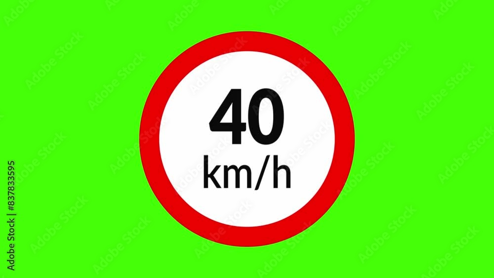 40 kmh speed limit road sign icon animation on green screen
40 kmh speed limit road sign icon animation on green screen