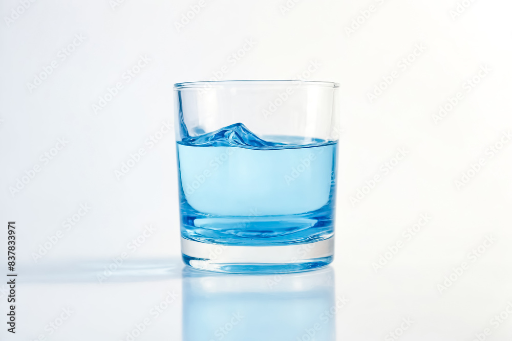 Glass of Water with a Wave of Blue Glass of Water with a Wave of Blue