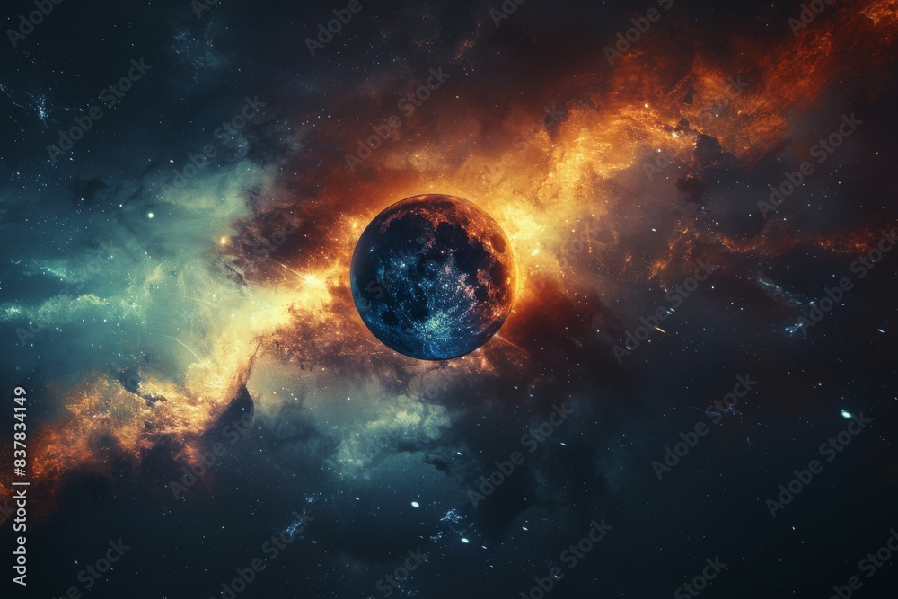 Blue planet in galactic center Blue planet in galactic center