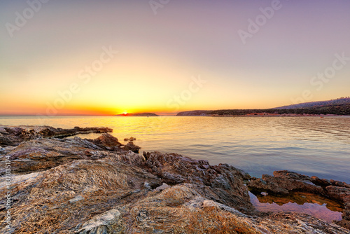 The sunset at the beach Kyra Panagia of Skyros  Greece