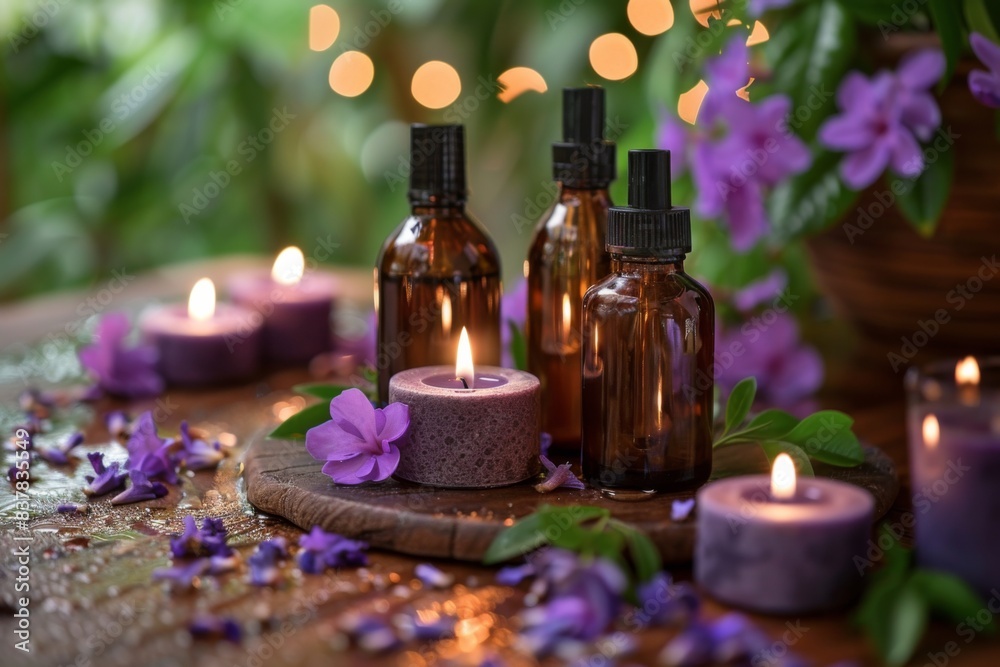 Table with candles and flowers