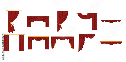 Theatre Red Curtain Vector Set