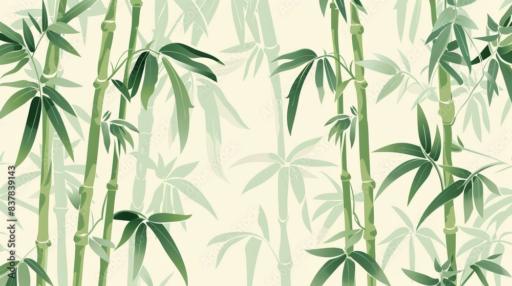 Seamless bamboo pattern with green bamboo stems and leaves on a light background. Ideal for wallpaper, fabric, and paper designs. Seamless bamboo pattern with green bamboo stems and leaves on a light background. Ideal for wallpaper, fabric, and paper designs.