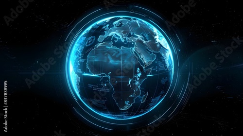 Planet Earth hud hologram , Digital Data and Technology 3D Globe.