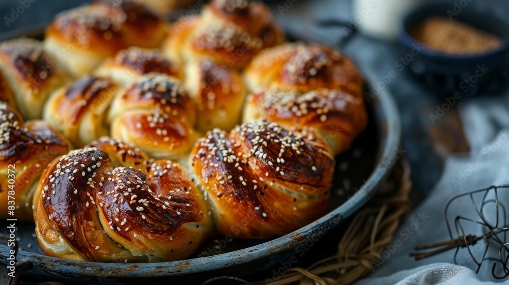 delicious yeast knots, food photography, 16:9 delicious yeast knots, food photography, 16:9