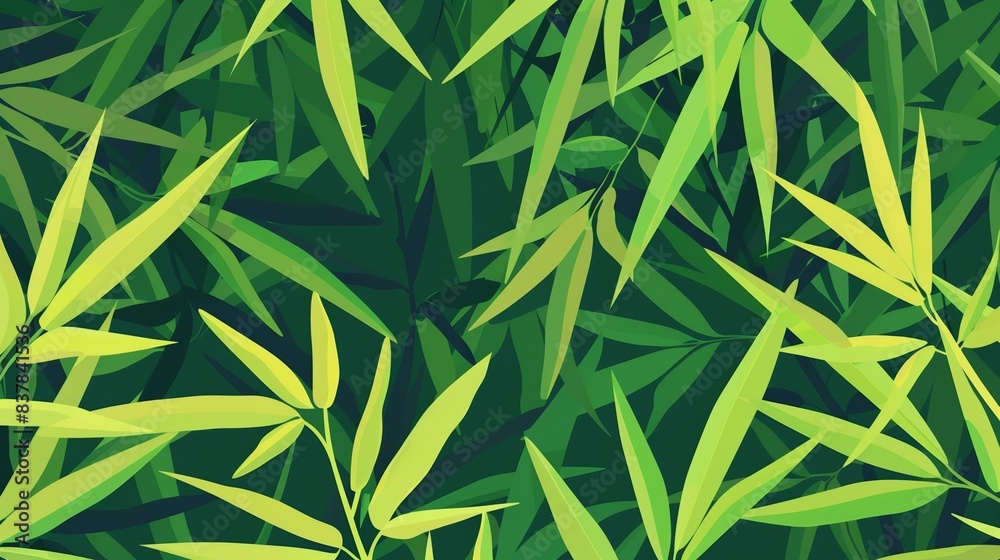 Vibrant illustration of green bamboo leaves creating a dense, lush backdrop perfect for nature or botanical-themed designs and backgrounds.