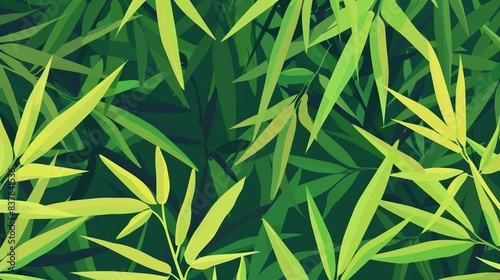 Vibrant illustration of green bamboo leaves creating a dense, lush backdrop perfect for nature or botanical-themed designs and backgrounds.
