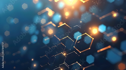 Wide Hi tech futuristic technology background. Abstract Engineering, Communication, Sci fi concept. Vector design with hexagons.