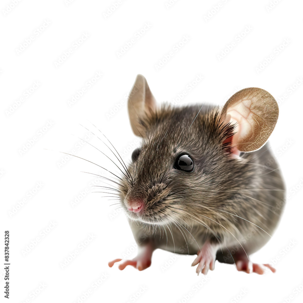 Gray common house mouse isolated on white background Gray common house mouse isolated on white background