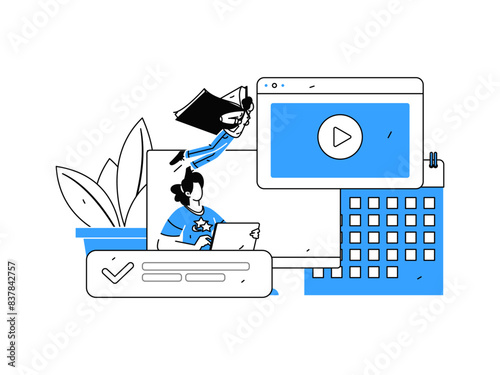 Education and learning people flat vector concept hand drawn illustration
