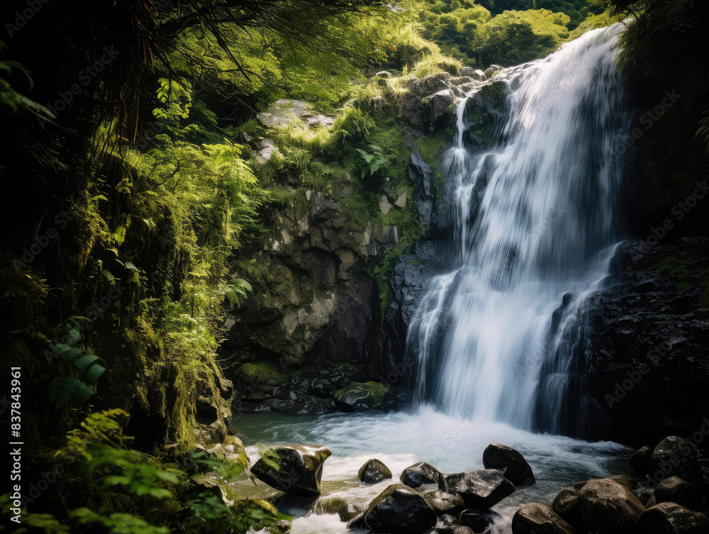 Obraz premium Enchanting Forest Waterfall Oasis