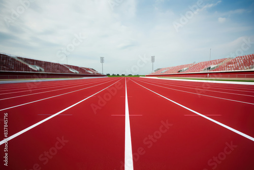 Sprint to Victory  Empty Running Track in Stadium