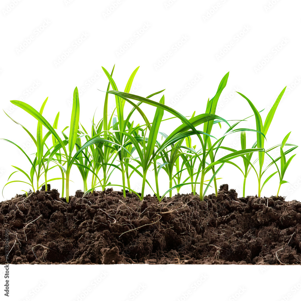 Green grass with dirt isolated on white background Green grass with dirt isolated on white background