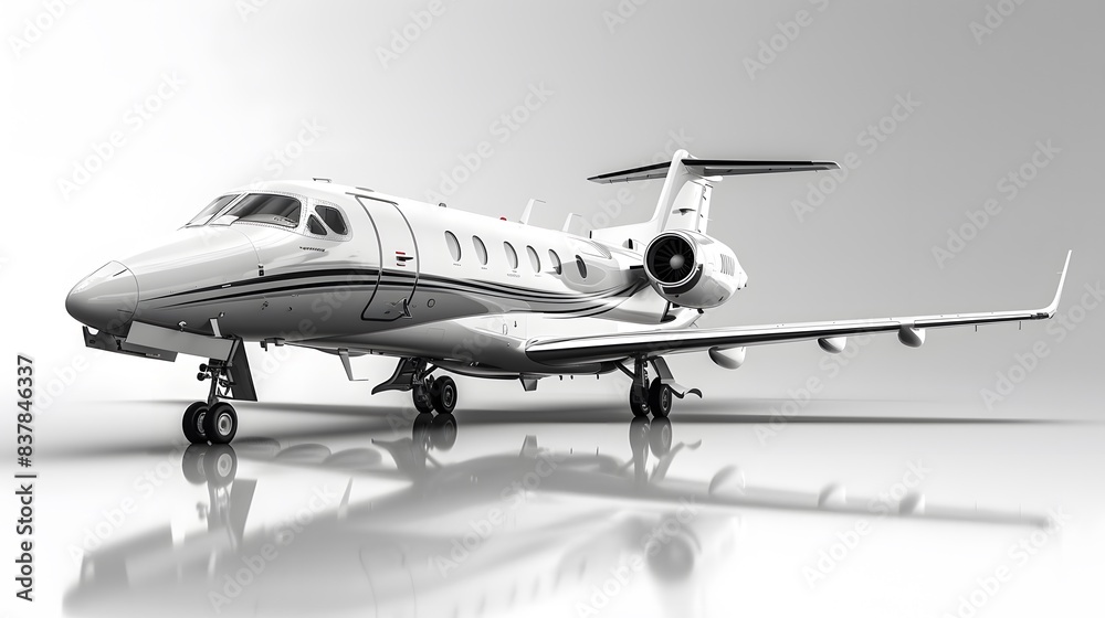 A sleek private jet with detailed features, isolated on a white background A sleek private jet with detailed features, isolated on a white background