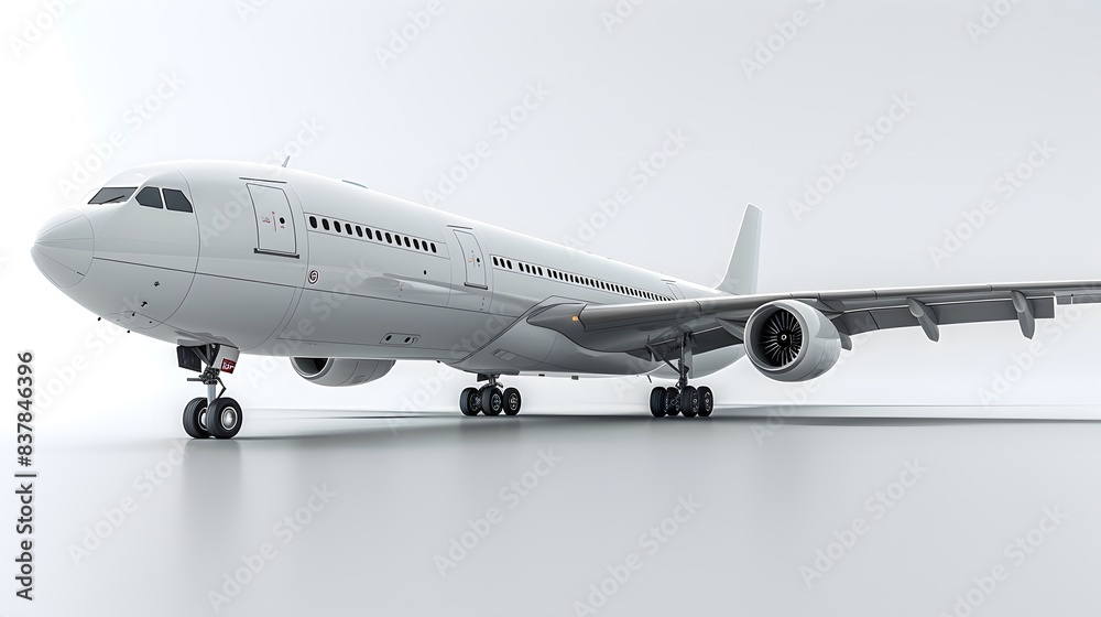 A realistic depiction of a cargo airplane with open cargo doors, isolated on a white background A realistic depiction of a cargo airplane with open cargo doors, isolated on a white background