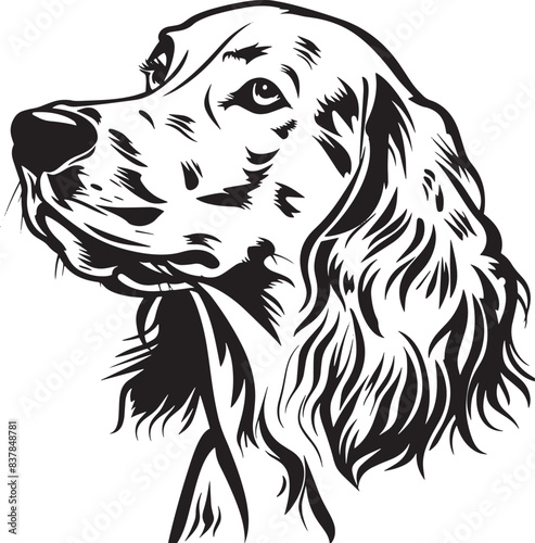 English Setter dog clipart, English Setter black vector