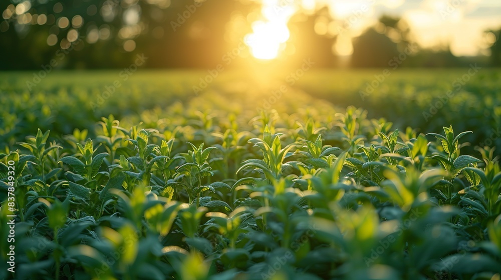 Fototapeta premium A detailed abstract background of plant biotechnology, featuring genetically modified crops and molecular techniques used to enhance agricultural productivity. shiny, Minimal and Simple,