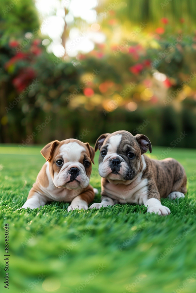 Fototapeta premium two beautiful bulldog puppies