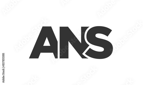 ANS logo design template with strong and modern bold text. Initial based vector logotype featuring simple and minimal typography. Trendy company identity.