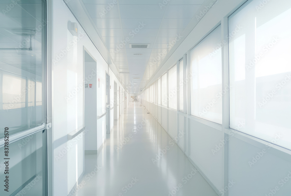Fototapeta premium Modern Office Building Corridor with Bright Light