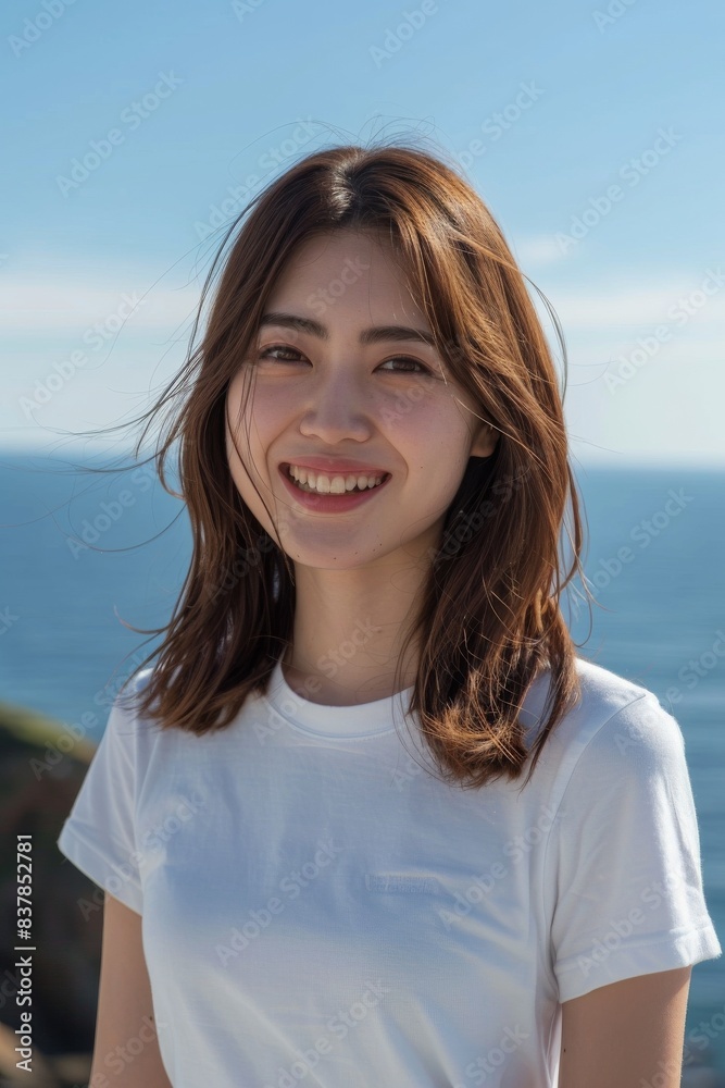 笑顔の若い日本人女性のポートレート（モデル・プロフィール写真・美肌）	

