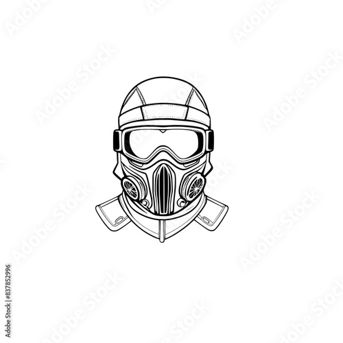 Star wars trooper helmet with goggles black and white svg generative ai