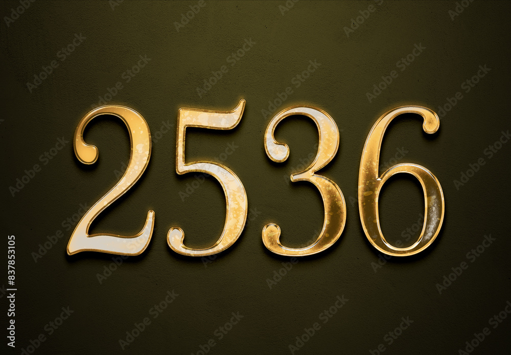 Old gold effect of 2536 number with 3D glossy style Mockup. Old gold effect of 2536 number with 3D glossy style Mockup.