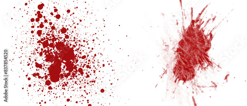 blood red splatters on white background, blood stains 