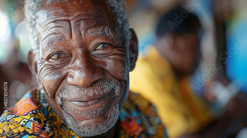 Elderly man smiling after receiving a vaccine, representing hope and health © wasan