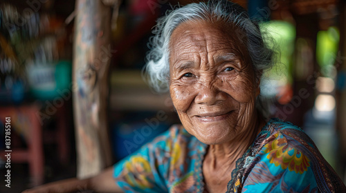 Elderly woman smiling after getting vaccinated, representing hope and health