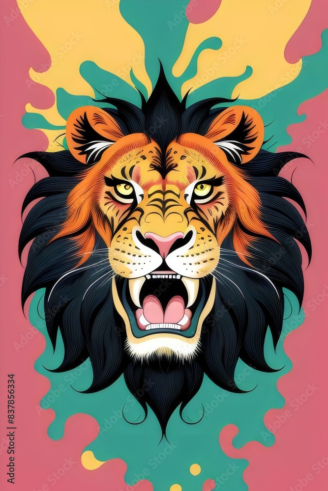 a cartoon fierce, angry, lion, mascot, t-shirt design, \illustration, wild, animal, mane, roar, claws, teeth, predator, savannah, nature, aggressive, strong, powerful, golden, character, vector a cartoon fierce, angry, lion, mascot, t-shirt design, \illustration, wild, animal, mane, roar, claws, teeth, predator, savannah, nature, aggressive, strong, powerful, golden, character, vector