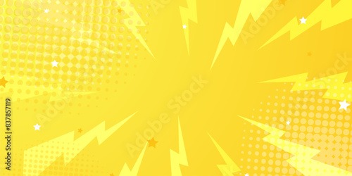 Halftone Pop Art Style Starburst Pattern Cartoon Background Vintage tone light effect. Vector illustration wow gradient design banner