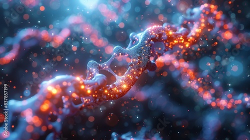 An abstract image of quorum sensing mechanisms, highlighting the molecular communication between bacterial cells and its manipulation in biotechnology. shiny, Minimal and Simple,