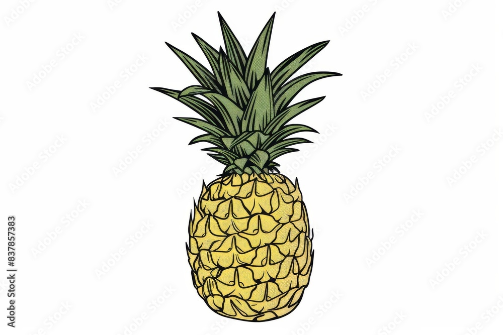 Obraz premium Detailed Pineapple Illustration with Leaves.
