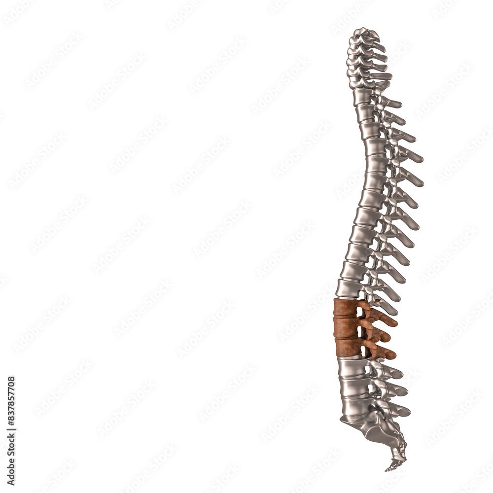 Metallic spine showing lower back pain Metallic spine showing lower back pain
