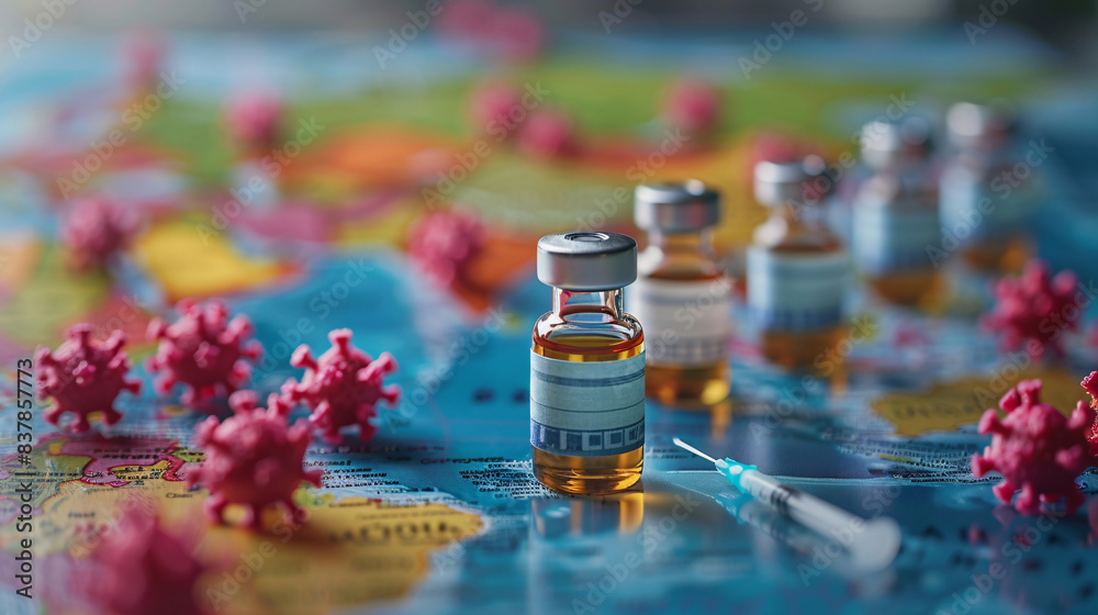 Global vaccination campaign poster, emphasizing worldwide health and safety Global vaccination campaign poster, emphasizing worldwide health and safety