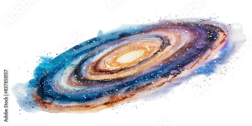 A Milky Way galaxy watercolor isolated on white background