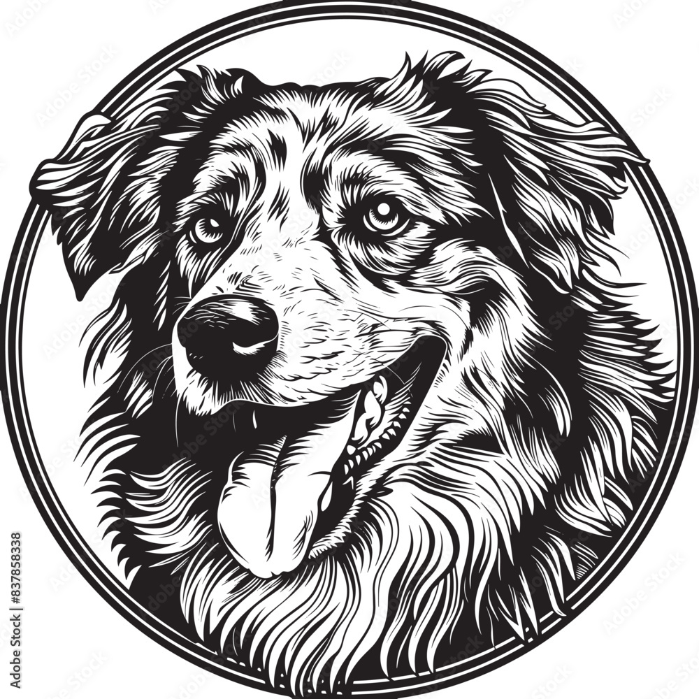 Obraz premium Australian Shepherd dog clipart, Australian Shepherd black vector
