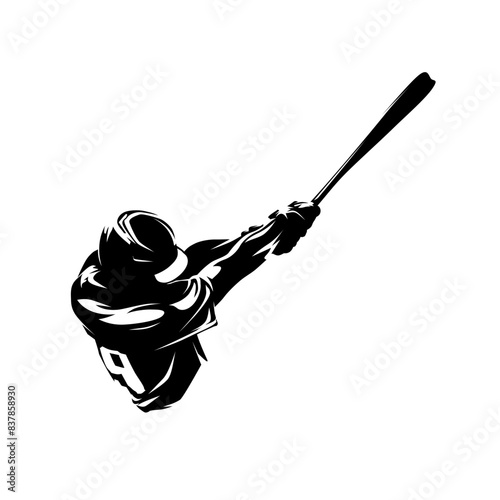 Baseball player, batter, isolated vector silhouette