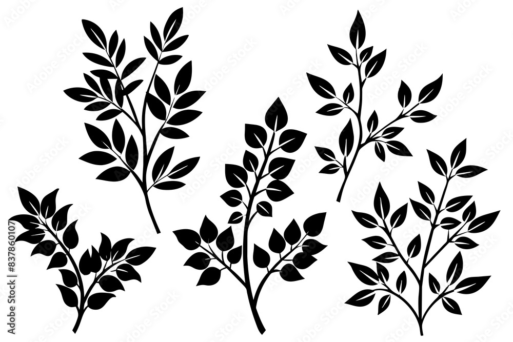 floral branch silhouette vector illustration floral branch silhouette vector illustration