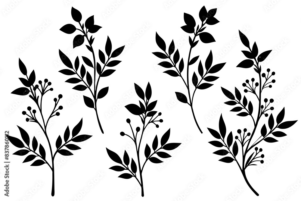 floral branch silhouette vector illustration floral branch silhouette vector illustration