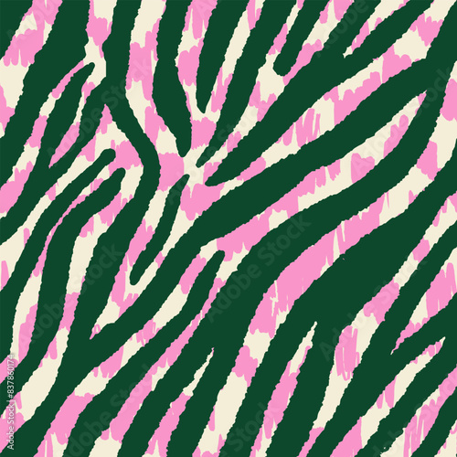 Abstract animal skinand fur print seamless pattern with nature hand drawn shapes, spots, dots and lines with textures. Vibrant jungle boho print. Modern exotic collage geometric vector illustration