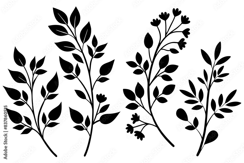 floral branch silhouette vector illustration floral branch silhouette vector illustration