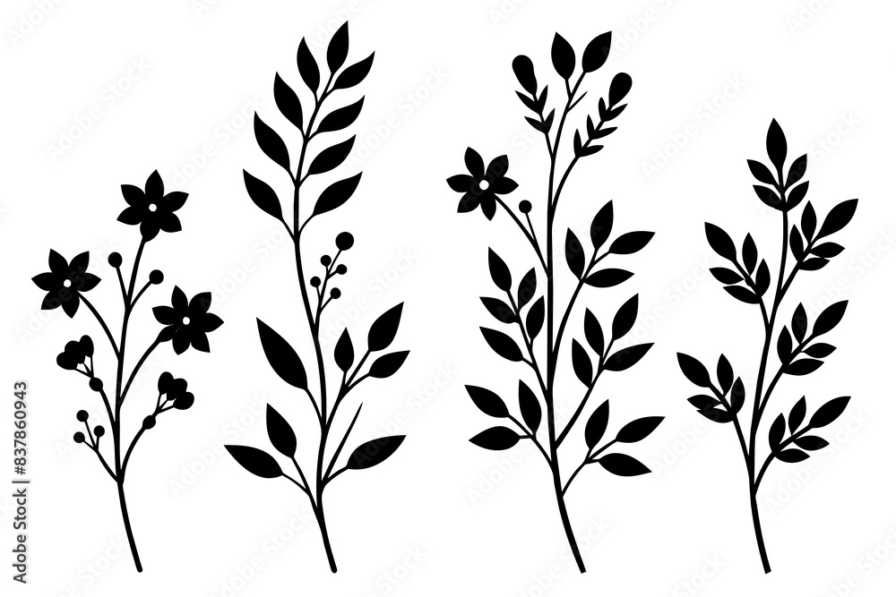 floral branch silhouette vector illustration floral branch silhouette vector illustration