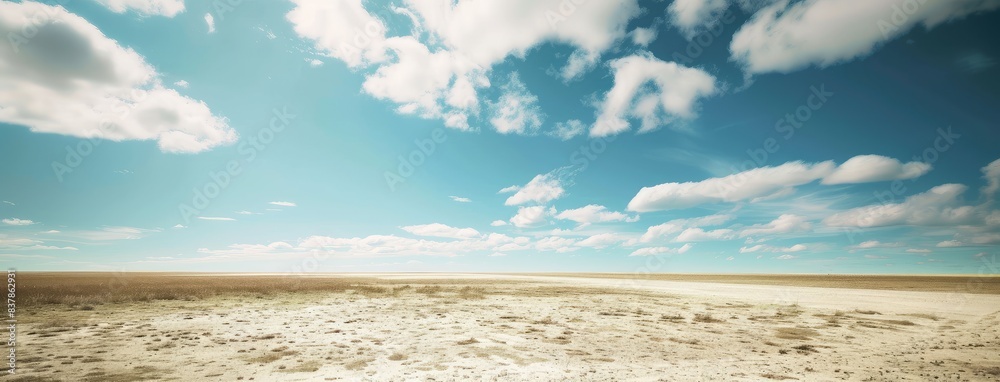 Obraz premium Vast Empty Desert Landscape with Blue Sky