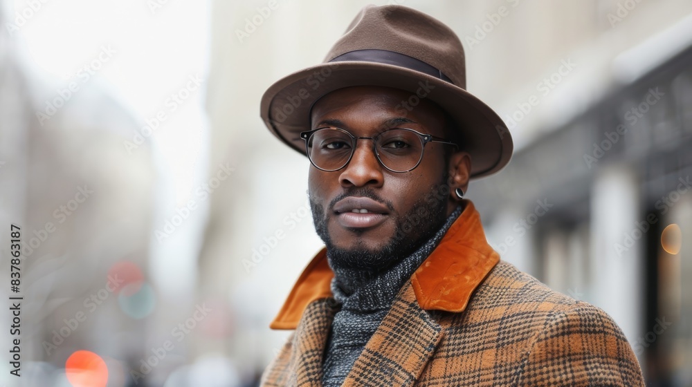 Street portrait of a fashionably dressed man, highlighting his unique style and the stories of the city, isolated white background, copy space Street portrait of a fashionably dressed man, highlighting his unique style and the stories of the city, isolated white background, copy space
