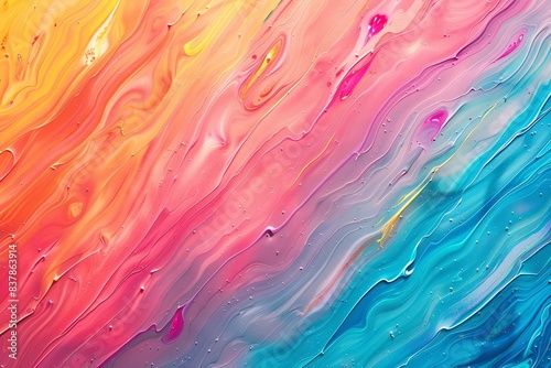 Abstract colorful acrylic painting with vibrant hues and fluid patterns.