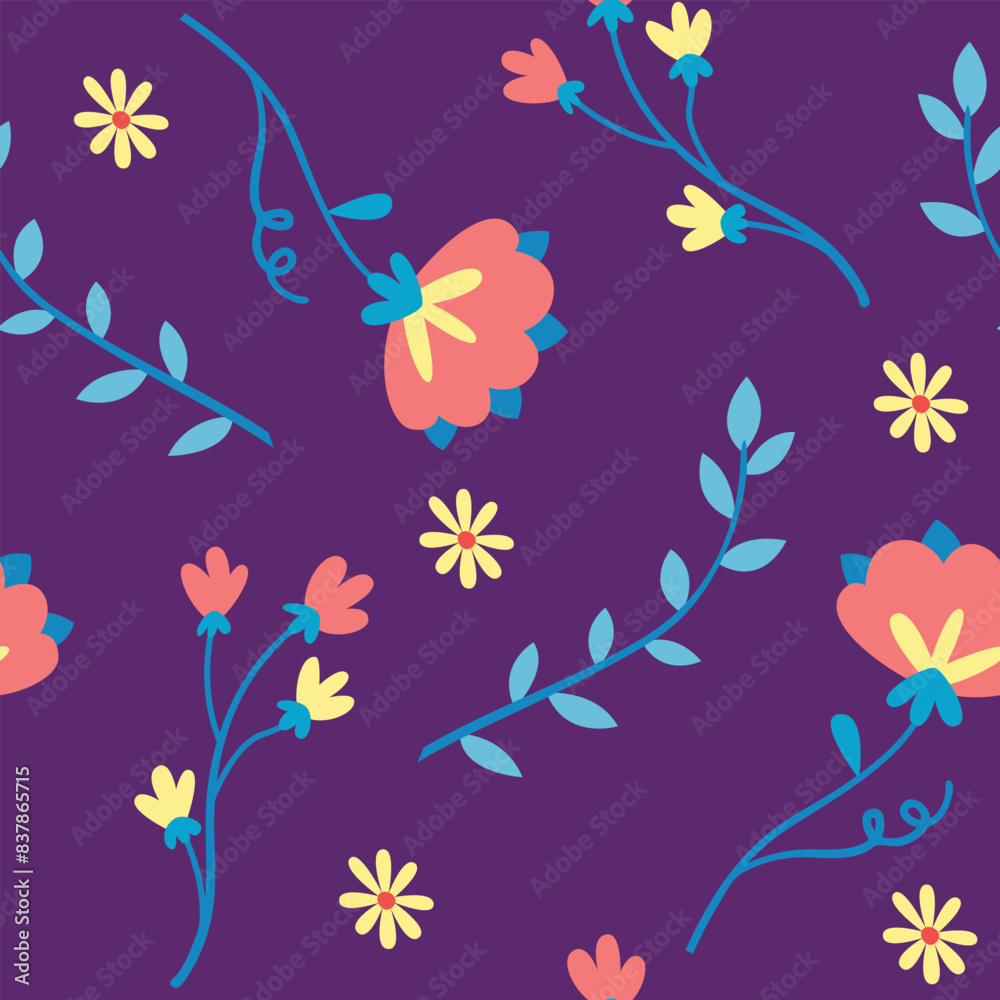 Seamless flower pattern design vector. Floral print for fabric Seamless flower pattern design vector. Floral print for fabric